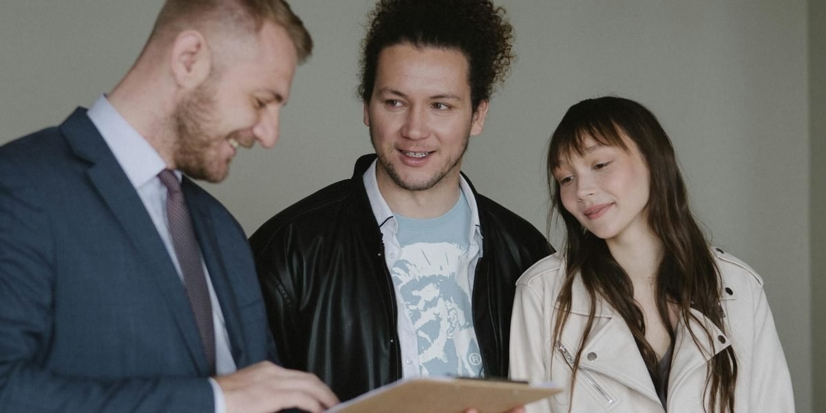Agent showing property to clients