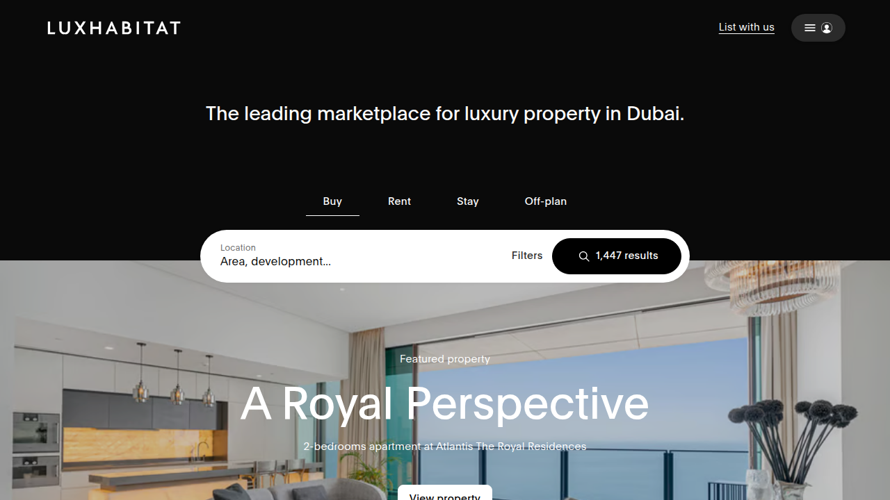Luxhabitat provides current market data and luxury property listings in Dubai.